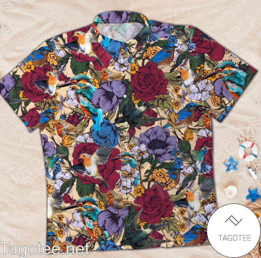 Tropical Bird Flower Hawaiian Shirt