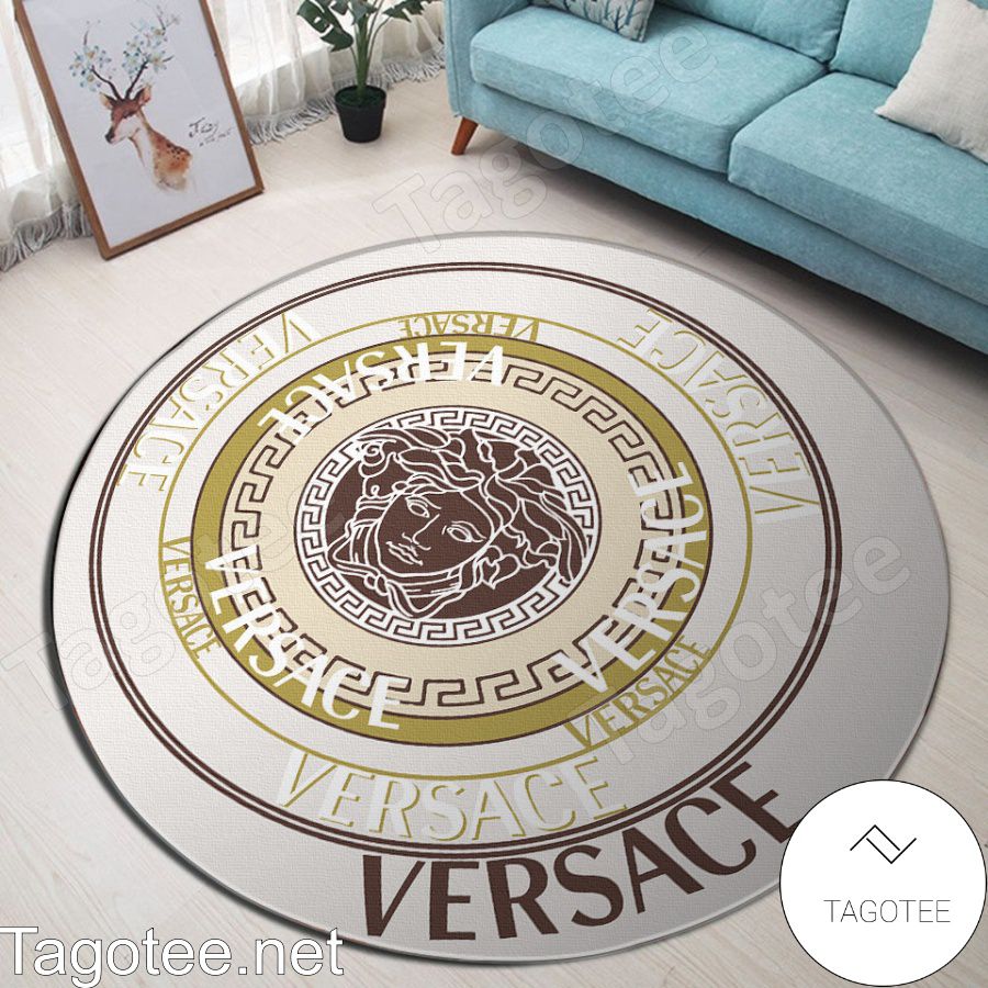Versace Medusa Logo Nested Circles Round Rug