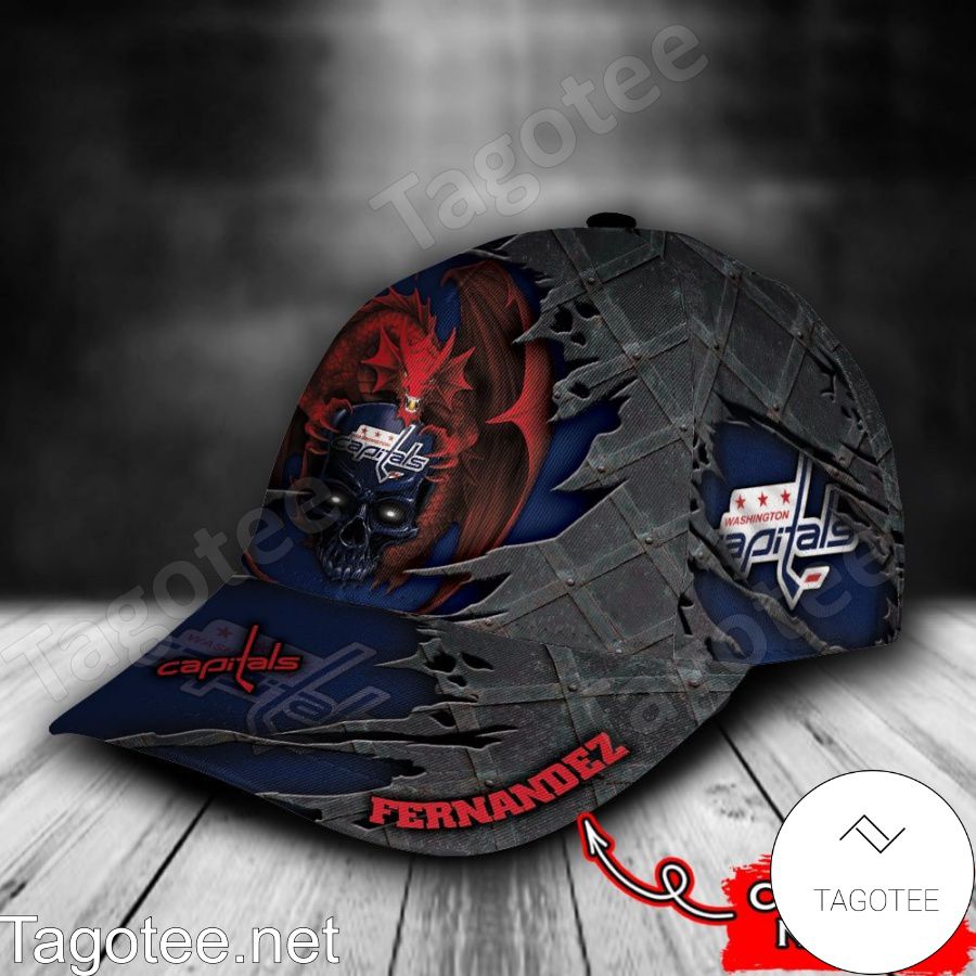 Washington Capitals Dragon Crack 3D NHL Custom Name Personalized Cap b