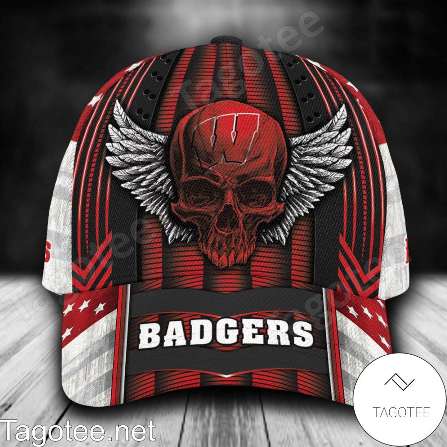 Wisconsin Badgers Skull Flag NCAA Personalized Cap