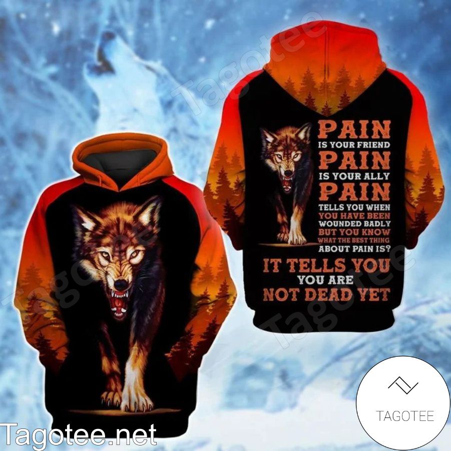 Wolf Pain Is Your Friend Pain Is Your Ally Pain Tells You When You Have Been Wounded Badly Hoodie