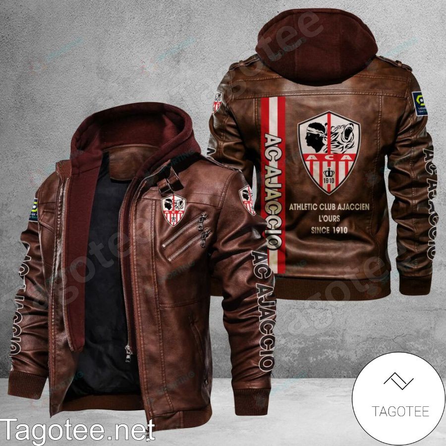 AC Ajaccio Logo Leather Jacket a
