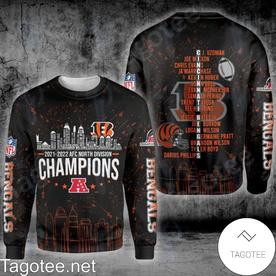 Cincinnati Bengals 2021-2022 Afc North Division Champions City Printed Hoodie, T-shirts a