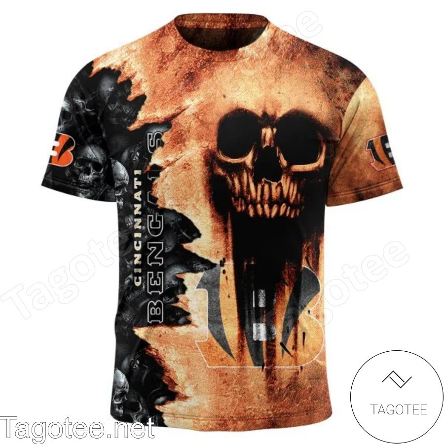 Cincinnati Bengals Cemetery Skull NFL Halloween T-shirt, Hoodie