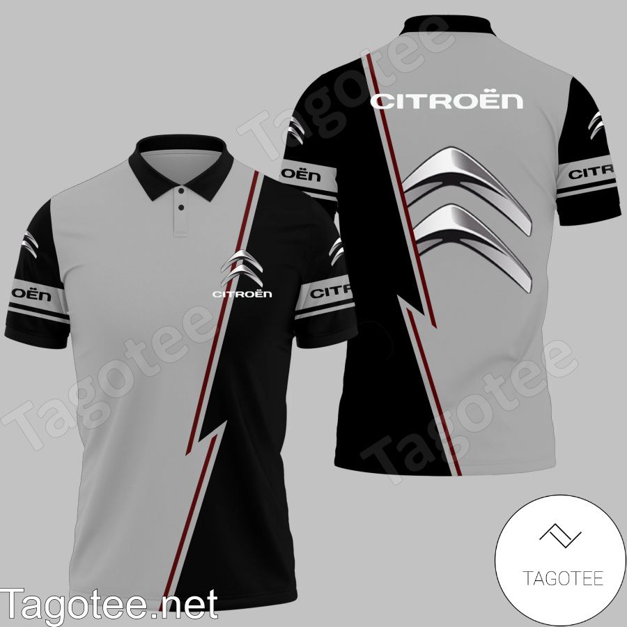 Citroen Automobile Brand Grey Black Polo Shirt