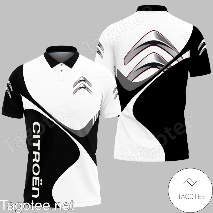 Citroen Automobile Brand White Black Polo Shirt