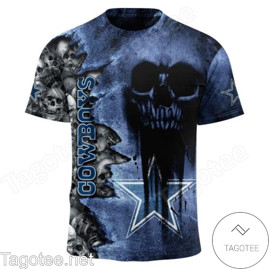 Dallas Cowboys Nfl Football Skull Dark Blue 3d Hoodie - T-shirts Low Price