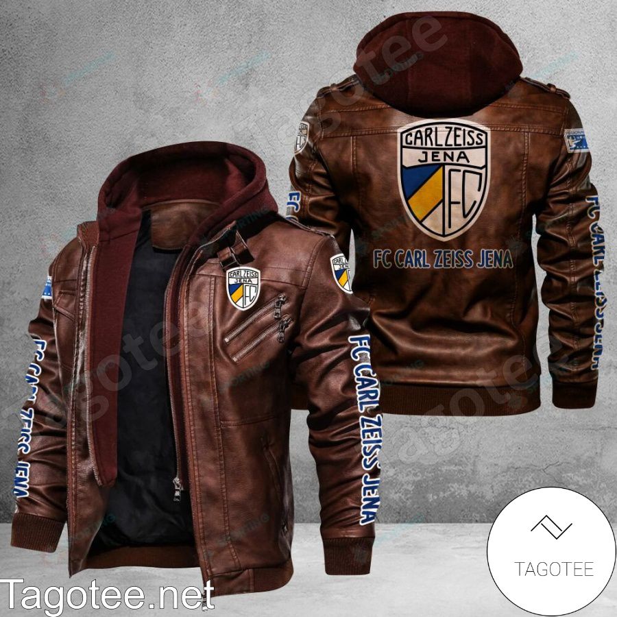FC Carl Zeiss Jena Logo Leather Jacket a