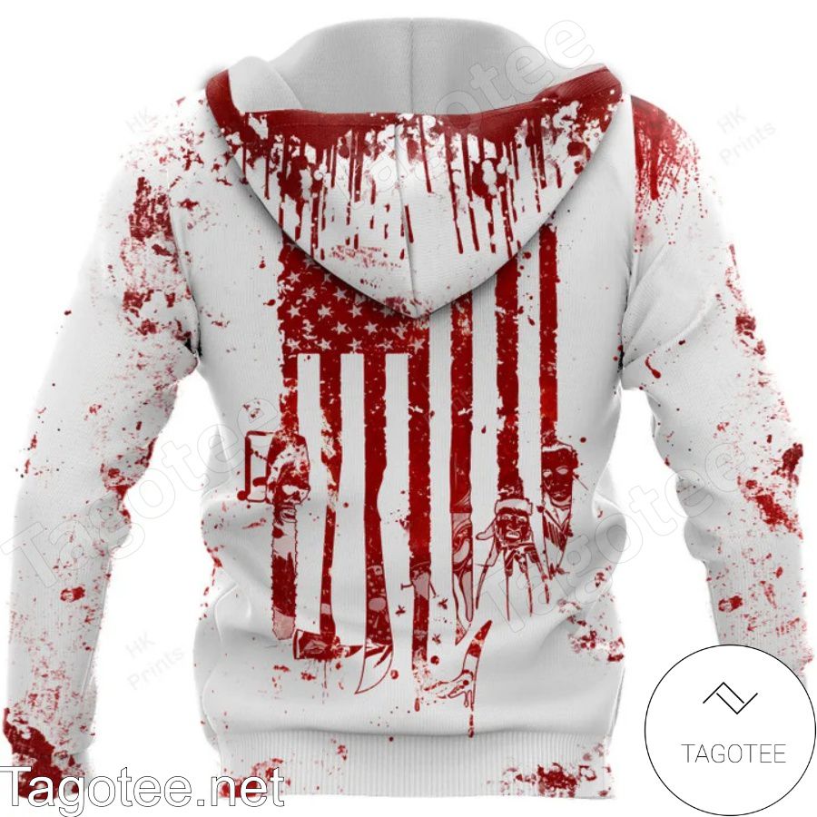 Halloween Horror American Flag Blood Stains Hoodie And Pants b