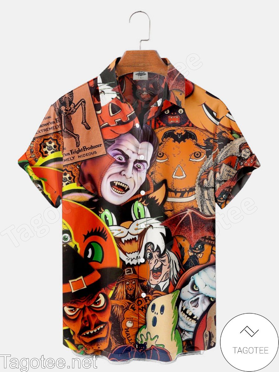 Hideous Horror Halloween Vintage Halloween Hawaiian Shirt