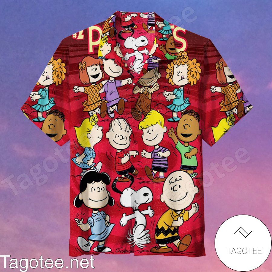 Peanuts Characters Red Hawaiian Shirt