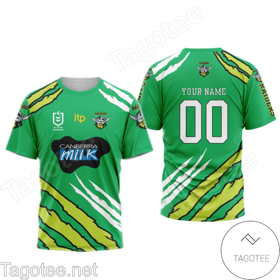 Personalized Canberra Raiders NRL Green Shirts, Polo, Hoodie