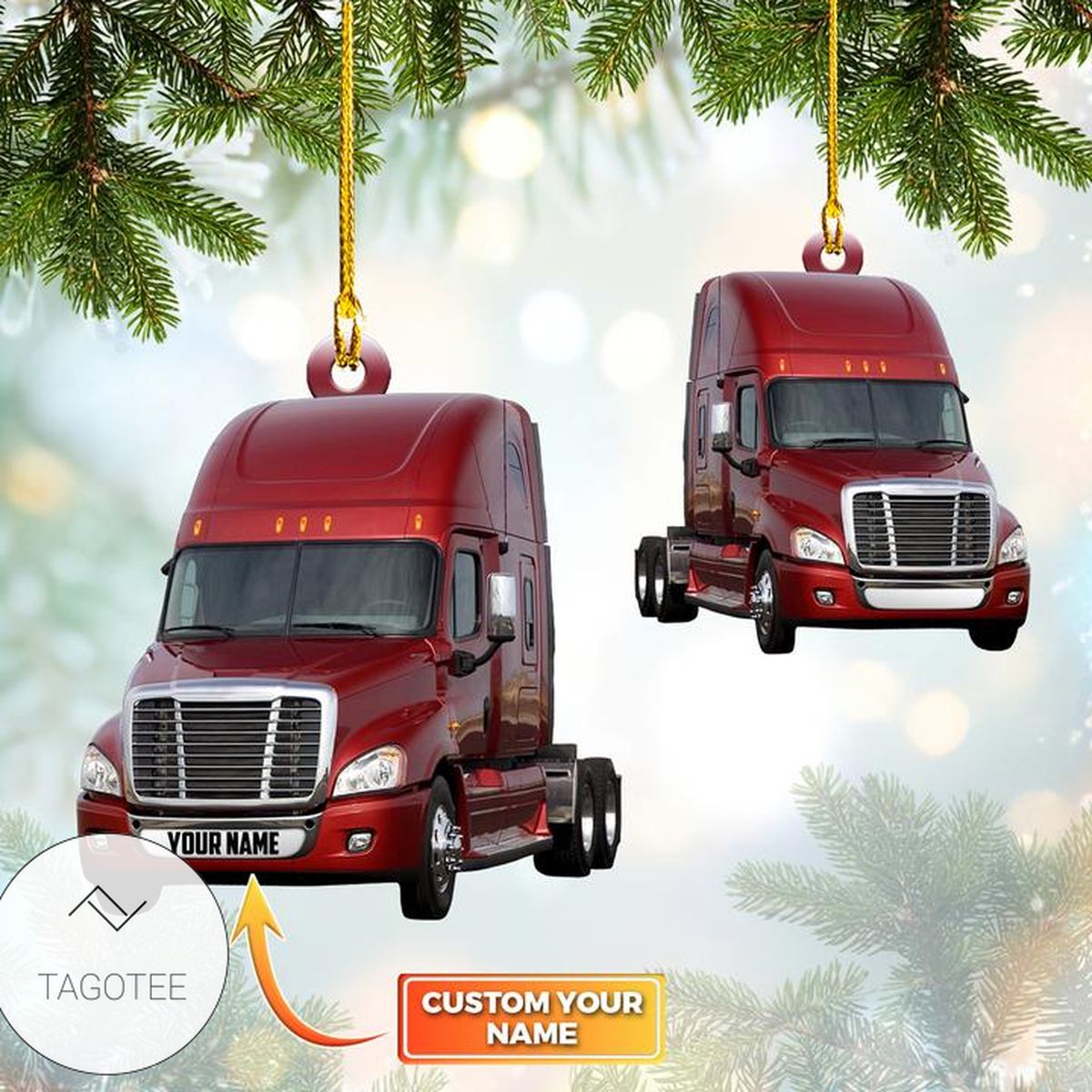 Personalized Red Trucker Ornament