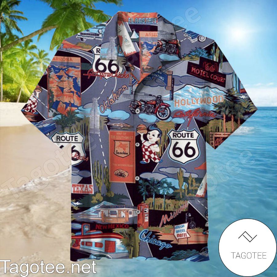 Route 66 Restaurants, Diners And Motels Hawaiian Shirt