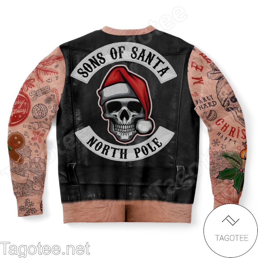 Sons Of Santa Biker Tattoo Sweatshirt, Ugly Christmas Sweater a