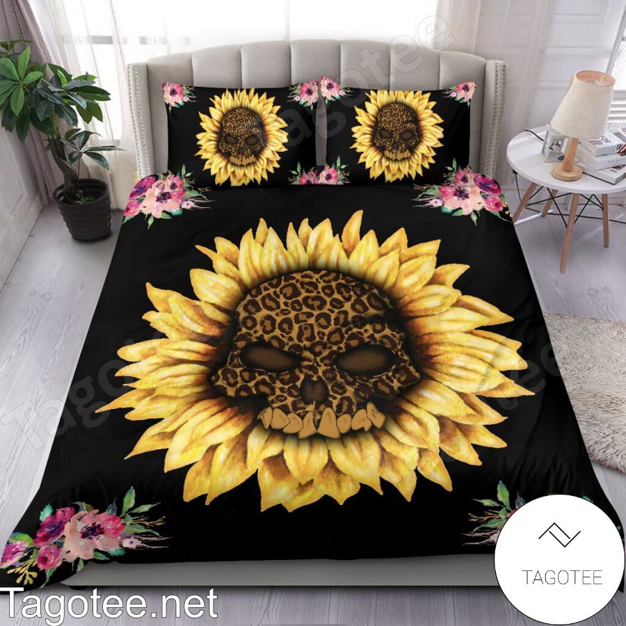 Sunflower Skull Floral Bedding Set a