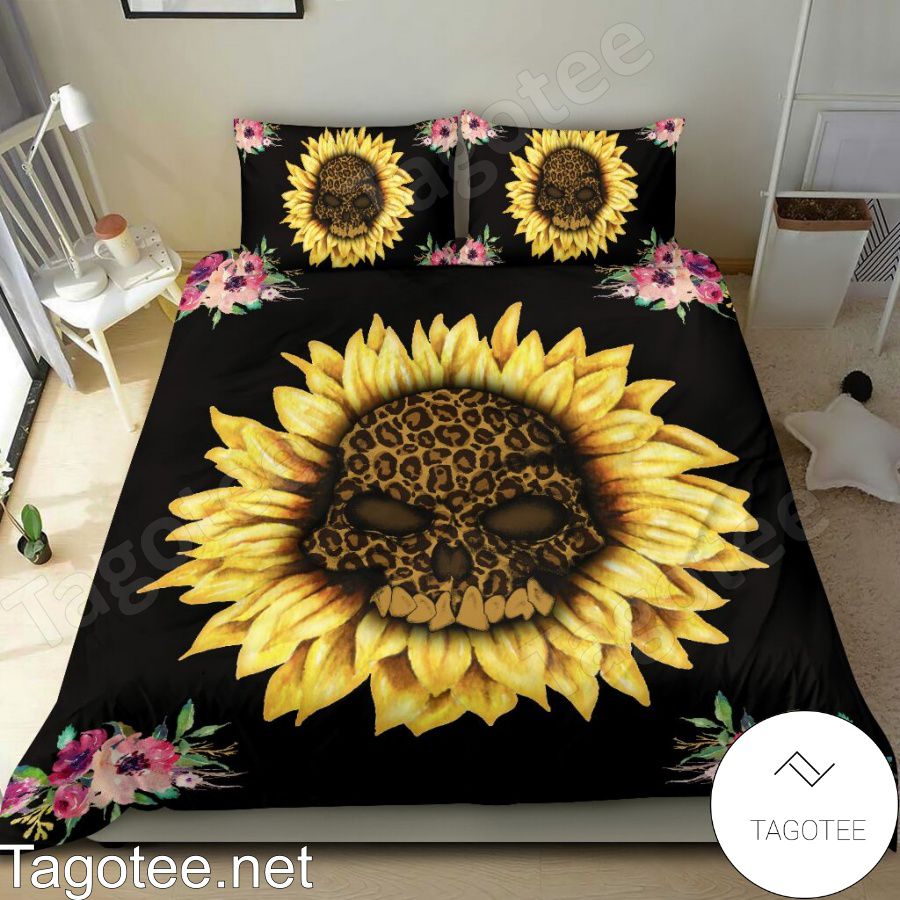 Sunflower Skull Floral Bedding Set