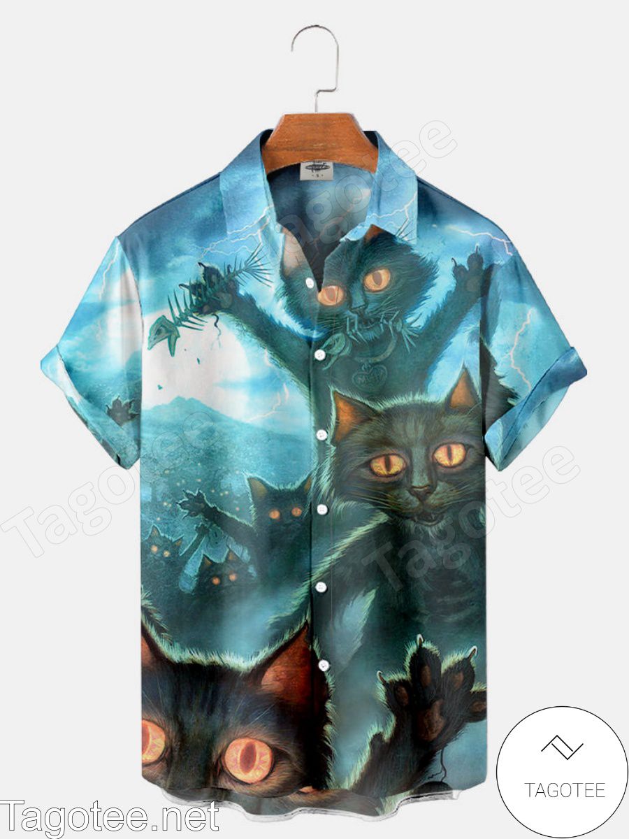 Zombie Cats Halloween Hawaiian Shirt