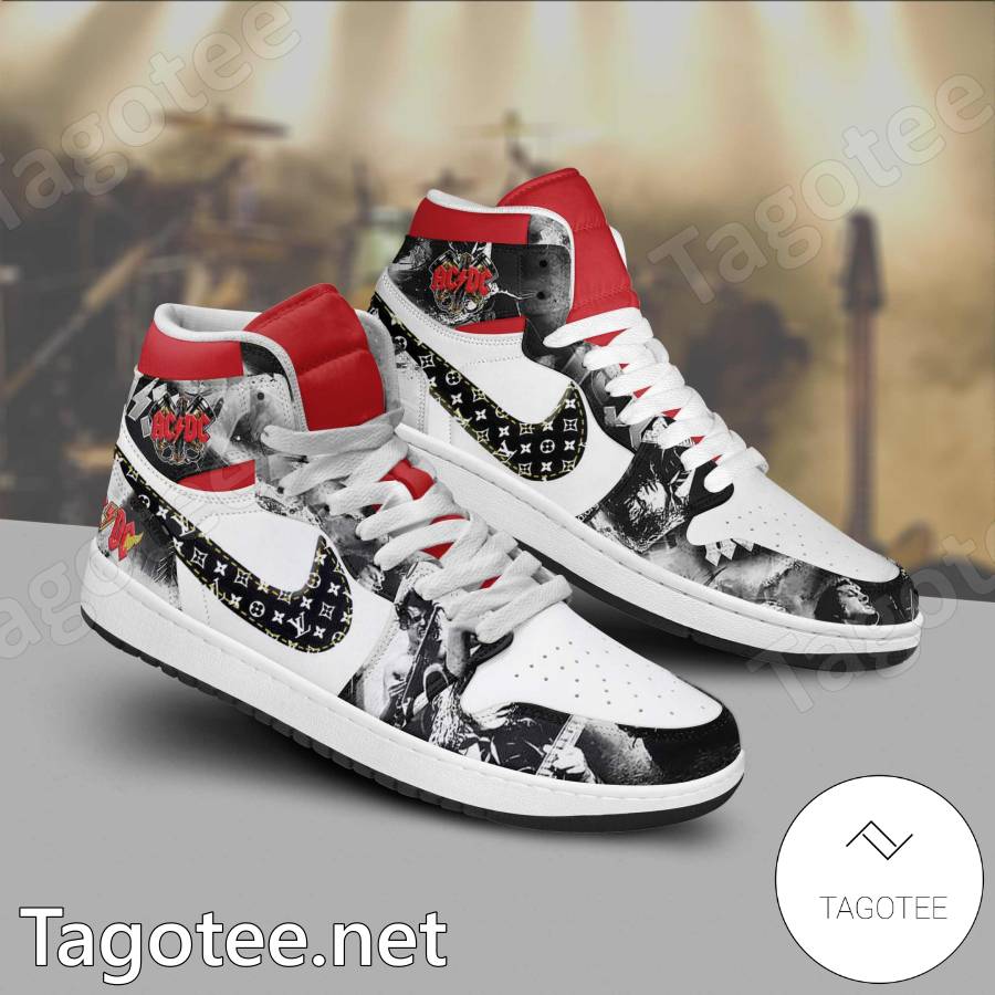 Ac Dc Music Band Louis Vuitton Air Jordan High Top Shoes - Tagotee